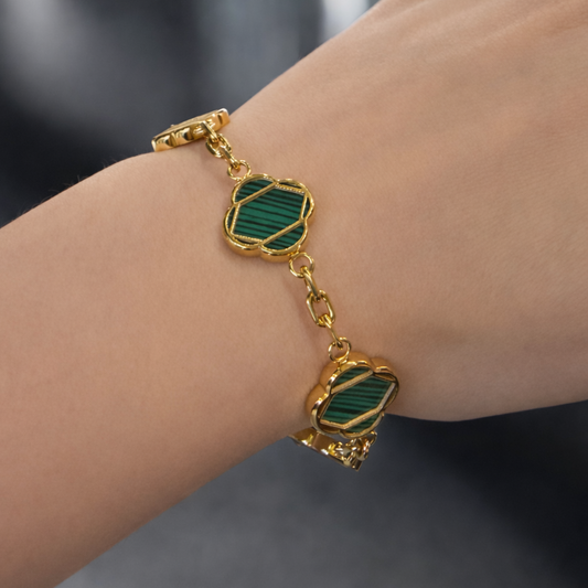 Bransoletka Koniczyna Linea Damska Zielona Złota