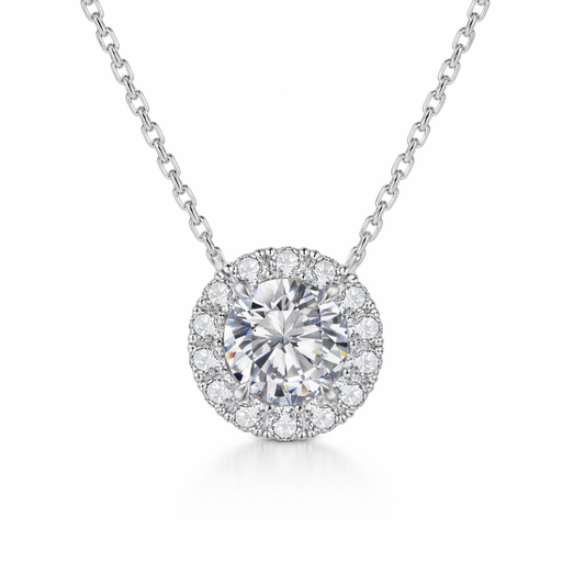 Naszyjnik Aura z Moissanitem 1 karat S925 Białe Złoto Damski