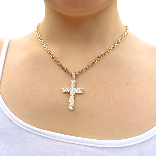 ZESTAW - Ankier Złoty 4 mm + Zawieszka Diamond Cross Złota