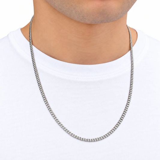 Łańcuch Cuban Białe Złoto - 3mm