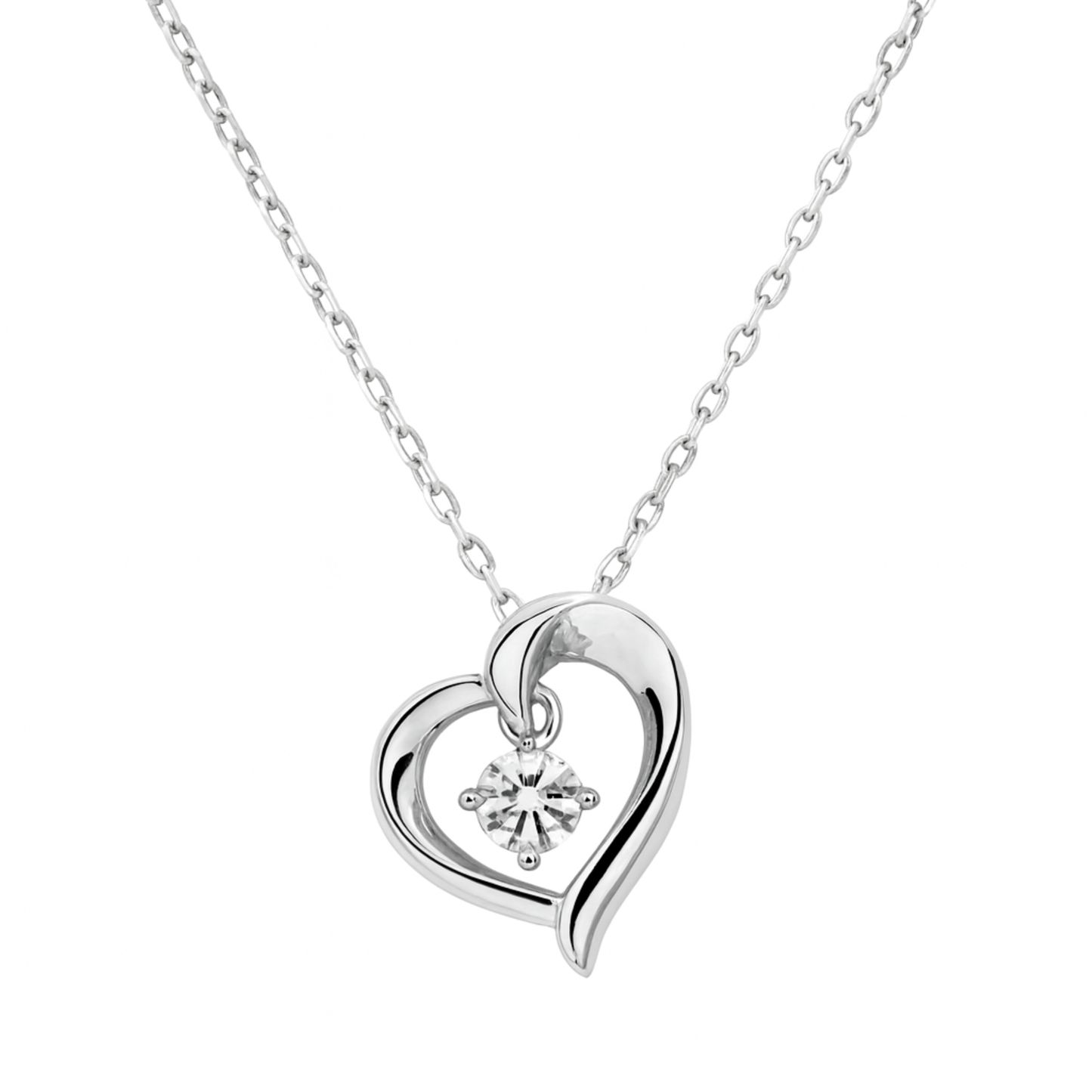 Naszyjnik Serce z Moissanitem S925 Białe Złoto Damski
