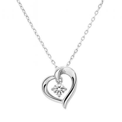 Naszyjnik Serce z Moissanitem S925 Białe Złoto Damski