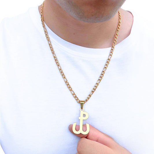 SET - Figaro 5 mm Gold + Fighting Poland Gold Pendant