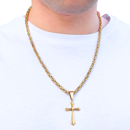 ZESTAW - Królewski Złoty 4mm + Zawieszka Grace Cross Złota