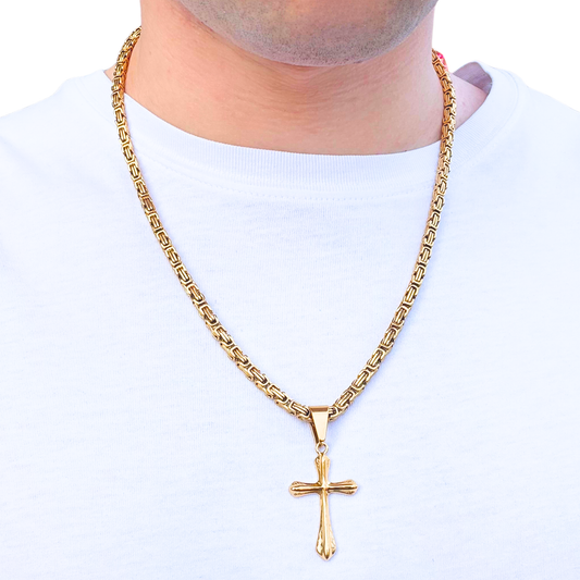 ZESTAW - Królewski Złoty 4mm + Zawieszka Grace Cross Złota