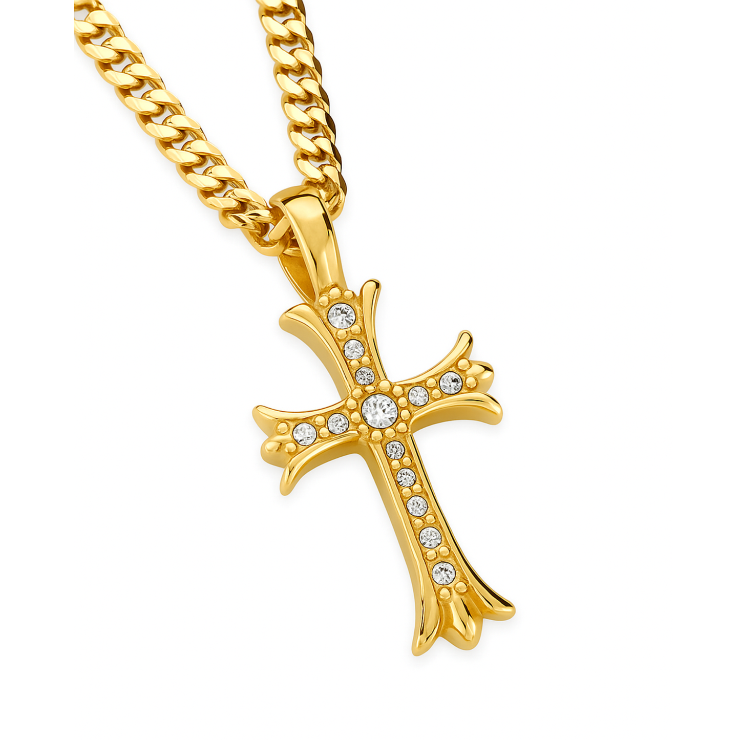 ZESTAW - Cuban Złoty 5mm + Zawieszka Medieval Cross Złota