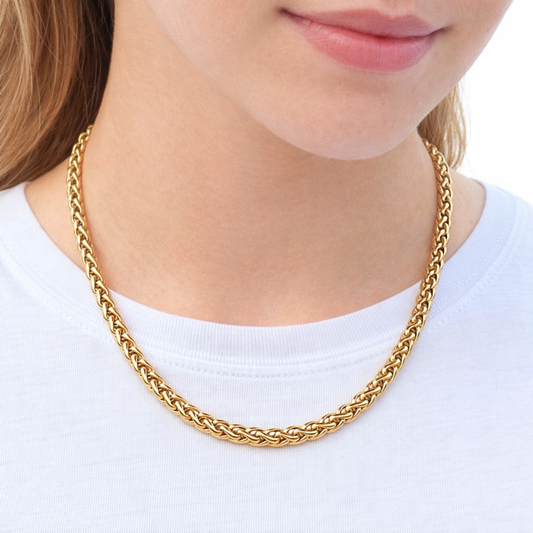 Łańcuch Pszenny Złoty Damski - 6mm