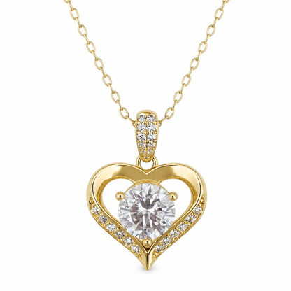 Naszyjnik Heart z Moissanitem 3 karaty S925 Złoty Damski