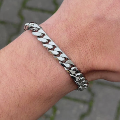 Bransoletka Cuban Białe Złoto - 10 mm