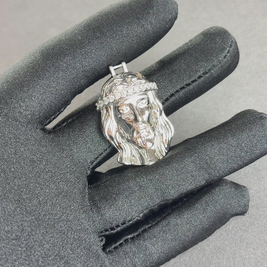 Zawieszka Jezus Diamond Crown Białe Złoto
